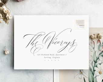 Modern Calligraphy Wedding Envelope Addressing | DIY printable envelope templates using this 100% editable template for Templett | Viceroys