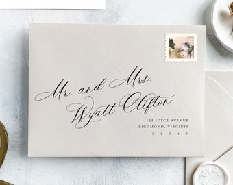 Plantilla de sobre para boda, plantilla de dirección de sobre con caligrafía moderna, plantilla de dirección de sobre para tarjeta navideña, plantilla de dirección de sobre para fiesta / Wyatt
