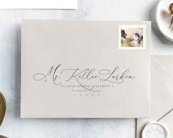 Modern Calligraphy Wedding Envelope Addressing | DIY printable envelope templates using this 100% editable template for Templett | Kellie
