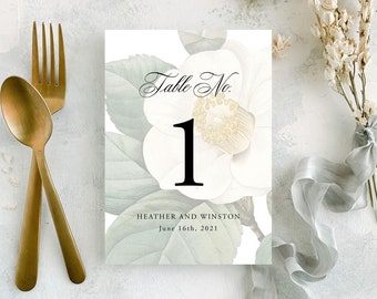 Rustic Flower Table Numbers Template | 100% Customizable and Printable Wedding Table Numbers your can edit online with Templett | Heather