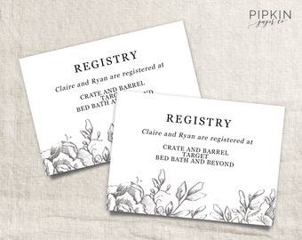 printable wedding registry card wedding info card template