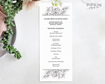 wedding programs wedding order of service template wedding etsy