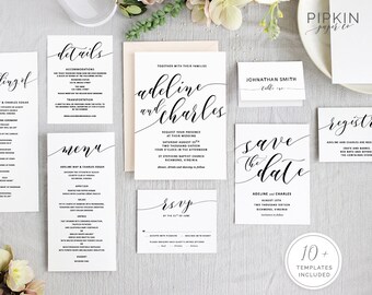 premium printable wedding invitations by pipkinpapercompany wedding stationery templates