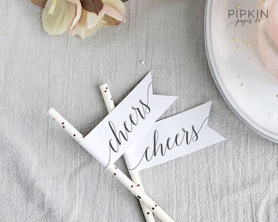 drink flags wedding straw flags printable wedding drink etsy