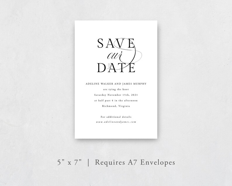 Simple Save the Date Template Calligraphy Save the Dates Etsy