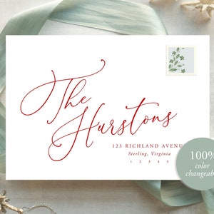 Holiday Card Envelope Template | DIY your Christmas envelopes with this 100% editable envelope address template for Templett | The Hurstons