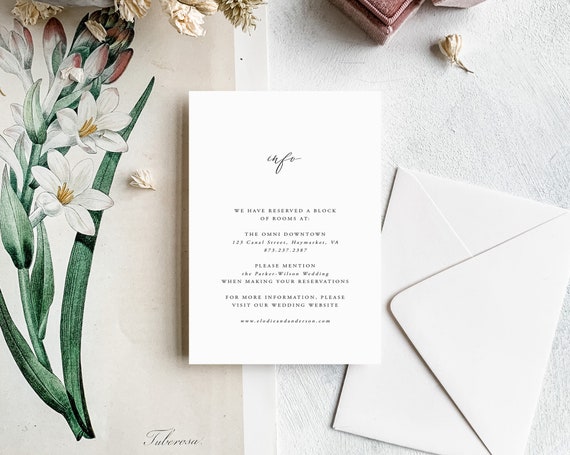 Wedding Details Card | Have enough room for all your last-minute wedding information with this editable details card template | Olivia