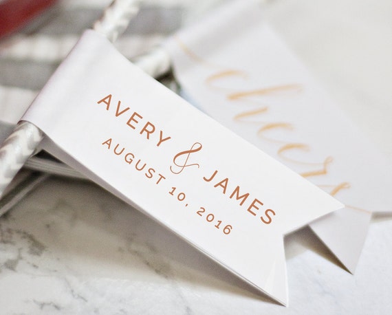 drink flags wedding straw flags printable wedding drink etsy