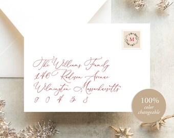 Printable Christmas Envelope Address Template | Print your own calligraphy envelopes at home with this template for Templett | Elisabeth