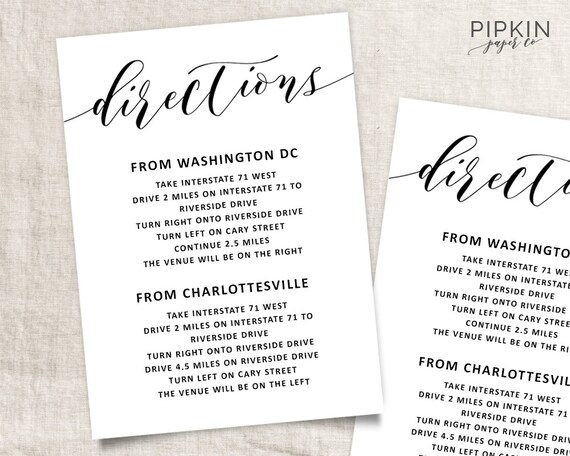 Wedding Directions Template Wedding Info Card Template Etsy