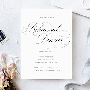 Calligraphy Rehearsal Dinner Template | Classic Printable Rehearsal Dinner Invitations that are 100% Editable with Templett | Claire