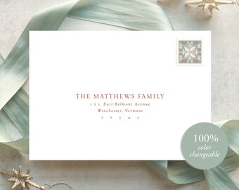 Simple Christmas Envelope Addressing | Print your own modern holiday envelope addresses with this 100% editable address template | Lily