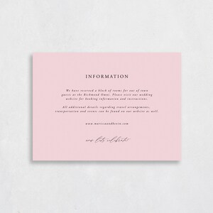 Wedding Accommodations Card Classic pink details card template that's 100% editable online and printable in minutes Marissa image 2