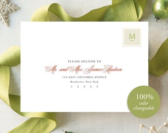 Christmas Envelope Template | No need for a calligrapher with this editable Christmas address template made for Templett | Heather