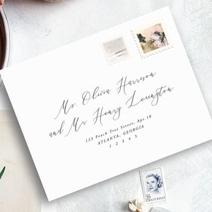 Calligraphy Envelope Addressing | Print your own envelopes with this 100% editable envelope address template for Templett | Olivia