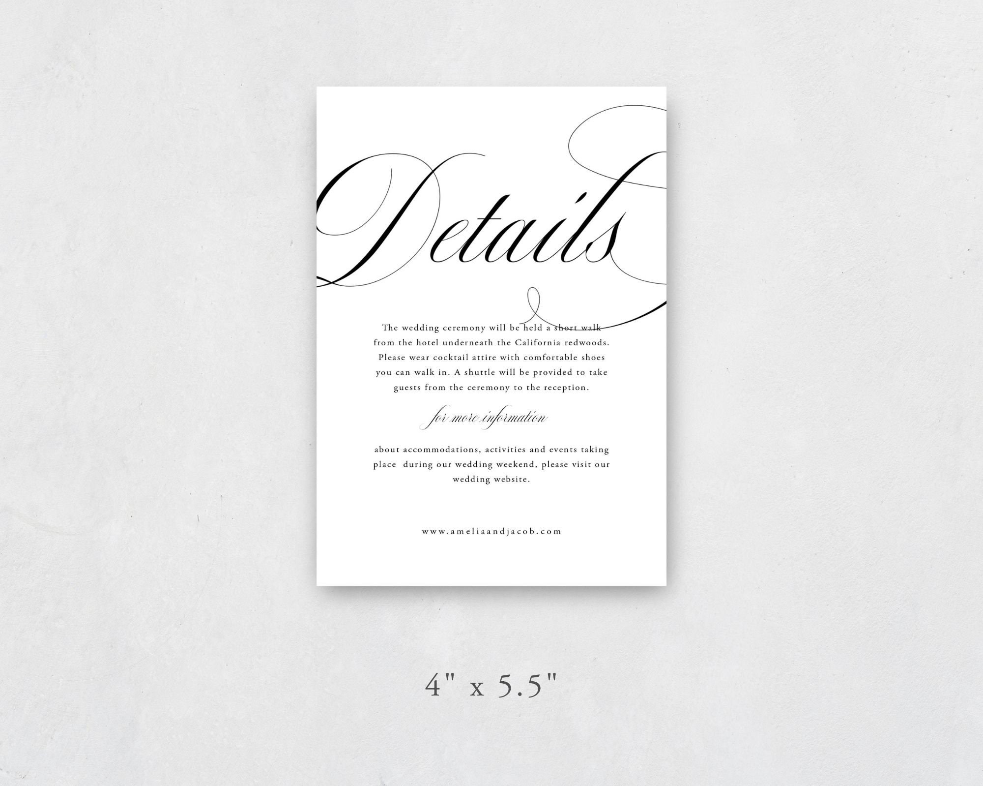 Information Card Template Printable Wedding Details Card Made Online