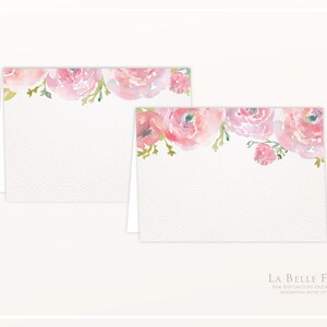 WATERCOLOR FLORAL BRUNCH Food Labels / Place Cards in pink and gold *reversible*