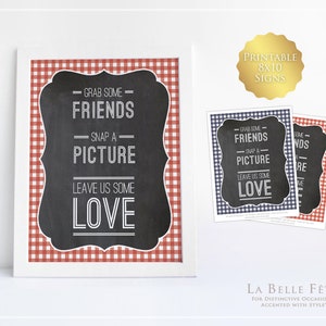 I DO BBQ Barbecue Rehearsal Dinner Couples Shower Wedding Navy Blue Red Gingham Buffalo 8x10 hashtag photobooth DIY printable
