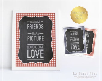 HAGO BBQ Barbacoa Ensayo Cena Parejas Ducha Boda Azul Marino Rojo Gingham Buffalo 8x10 hashtag photobooth DIY imprimible