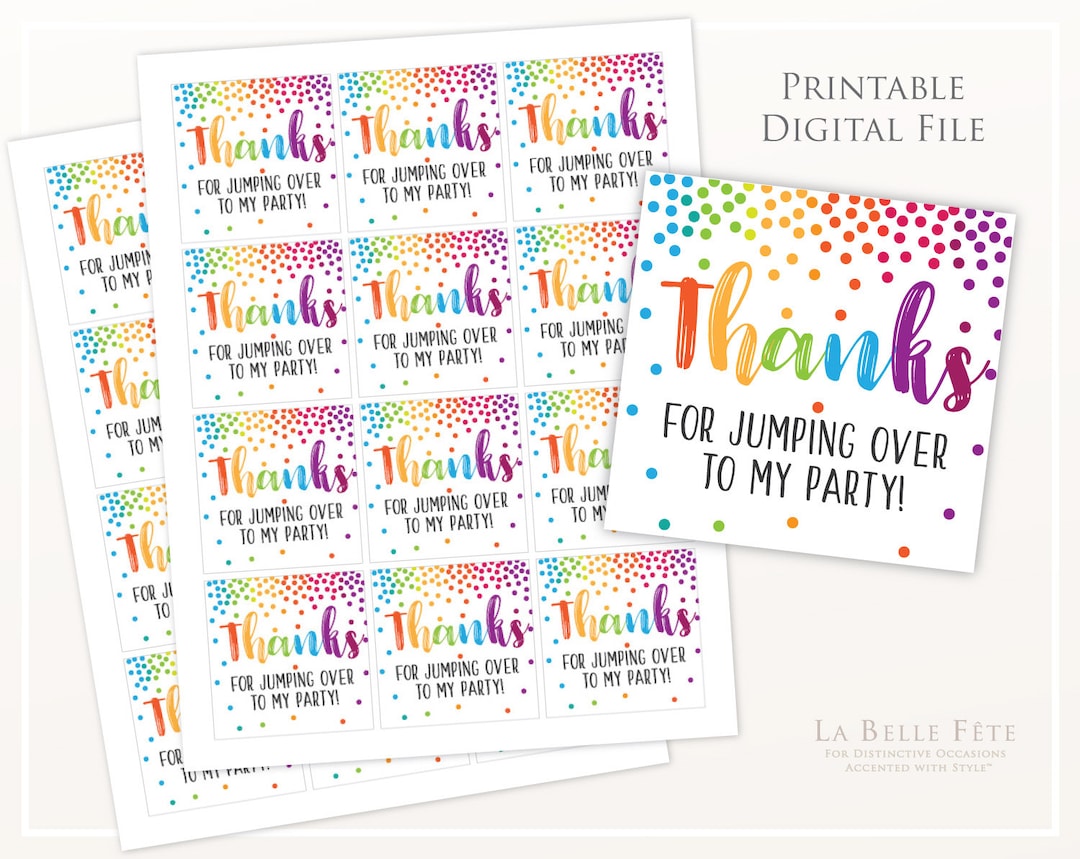 JUMP on OVER Trampoline Park Birthday Party Gift Favor Tags Centerpiece ...