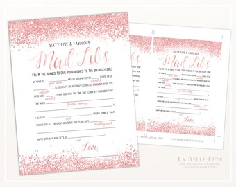 SEVENTY &amp; FABULOUS Mad Libs 70th Birthday Game / Red Glitter | Etsy