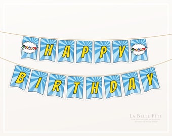 LLAMANDO A TODOS LOS SUPERHÉROES "Feliz Cumpleaños" Comics bunting / banner decoración de fiesta imprimible