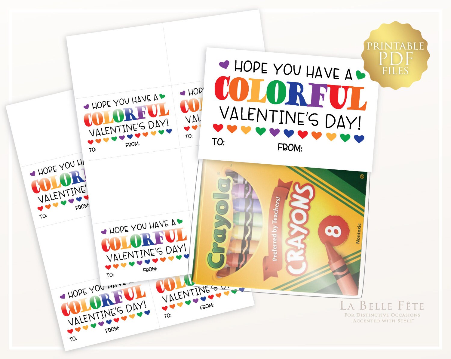 Stacking Crayons Valentine Exchanges with Card for 12