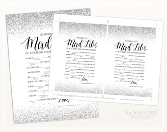 ENGAGEMENT PARTY GAME Mad Libs Game in Gold Glitter / | Etsy