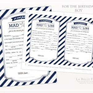 FORTY &amp; FABULOUS Mad Libs 40th Birthday BOY Game - Nautical / Patriotic ...
