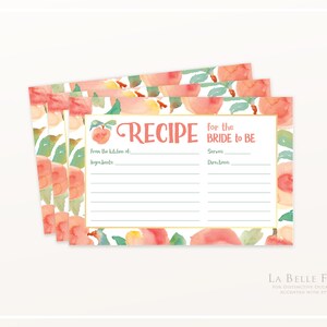 SWEET as a PEACH Bridal Shower Recipe Cards printable DIY