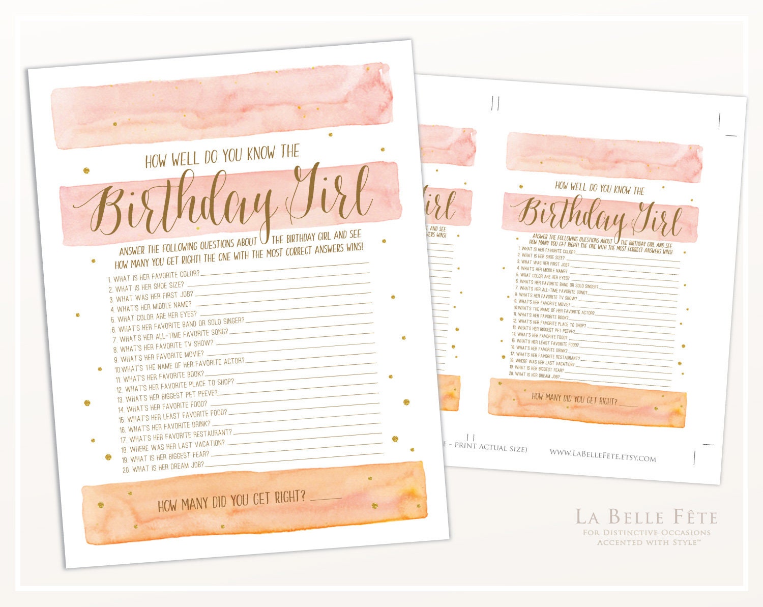 How Well Do You Know the Birthday Girl Party Game / Ice Breaker / Blush ...
