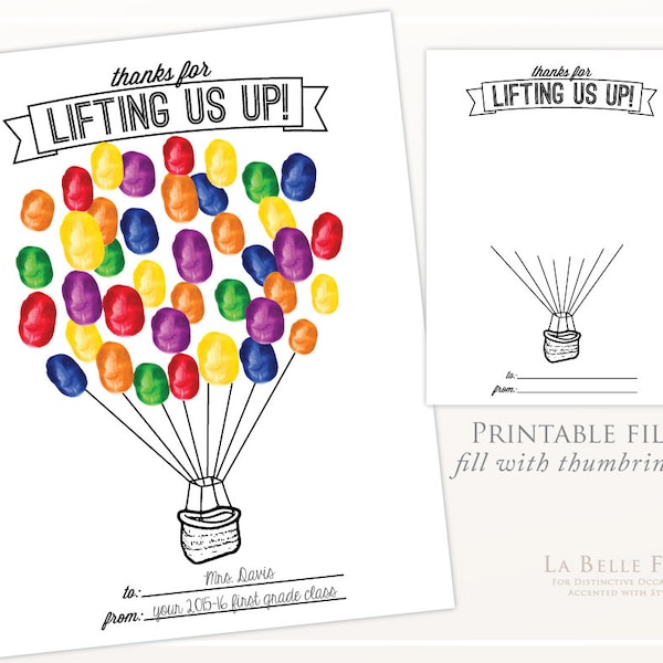 THUMBPRINT ART / teacher gift / classroom party activity / DIY printable