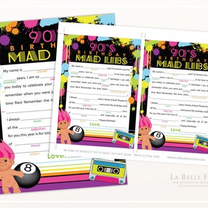 90&#39;s BIRTHDAY PARTY Mad Libs Game / printable DIY party game