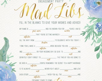 ENGAGEMENT PARTY GAME Mad Libs / Watercolor Floral Design in | Etsy