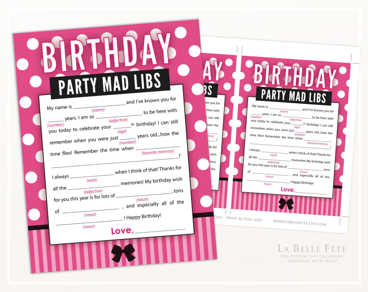BIRTHDAY Party Mad Libs Game in Victoria's Secret VS PINK - Etsy