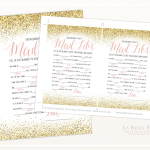 ENGAGEMENT PARTY GAME Mad Libs Game in Gold Glitter / Printable Diy - Etsy
