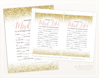 ENGAGEMENT PARTY GAME Mad Libs Game in Gold Glitter / - Etsy