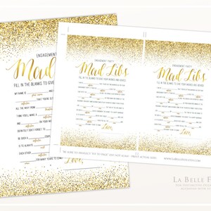 ENGAGEMENT PARTY GAME Mad Libs Game in Gold Glitter / Printable Diy - Etsy