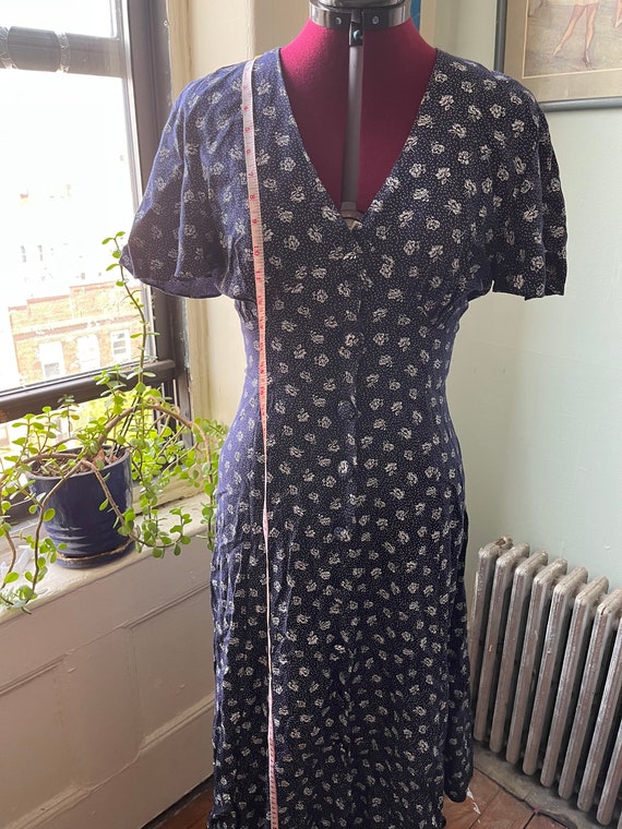 Long Cotton Sundress Vintage, Navy and White Flora