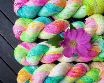 Hand dyed Merino silk single yarn Superwash 100 g Lollipopp