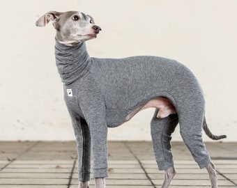 Italian Greyhound Clothing, Light weight Organic Cotton Suit, Room Wear, Jammies,Jumpsuit,Romper,Onesie [CHARCOAL]