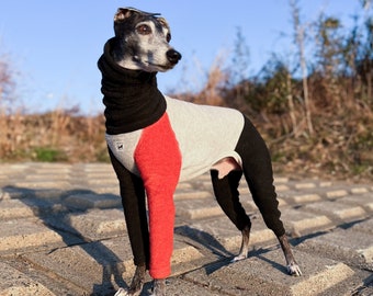 Whippet, Italian Greyhound Clothing, Fleece Jammies,Jumpsuit,Romper,Onesie [RAGLAN/RED]
