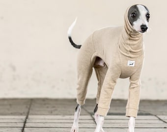 Italian Greyhound Clothing, Light weight Organic Cotton Suit, Room Wear, Jammies,Jumpsuit,Romper,Onesie [BEIGE]