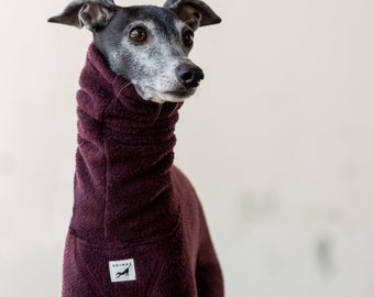 Italian Greyhound Clothing, Fleece Jammies, Jumpsuit, Romper, Onesie [BURGUNDY]