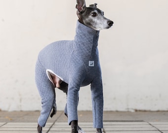 Italian Greyhound Clothing, Organic Cotton Quilted Jammies,Jumpsuit,Romper,Onesie [ASH BLUE]