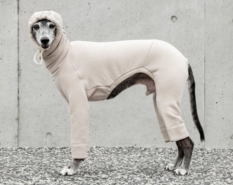 Italian Greyhound Clothing, Sweat Hoodie, Hoody, Hooded, Jammies, Jumpsuit, Romper, Onesie Cotton100% [ALMOND]