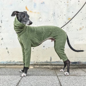 Whippet, Italian Greyhound Clothing, Fleece Jammies,Jumpsuit,Romper,Onesie [GREEN]