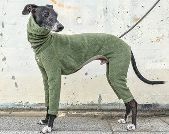 Whippet, Italian Greyhound Clothing, Fleece Jammies,Jumpsuit,Romper,Onesie [GREEN]