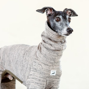 Italian Greyhound Clothing, Jammies,Jumpsuit,Romper,Onesie, Salt-And-Pepper knit [BEIGE]