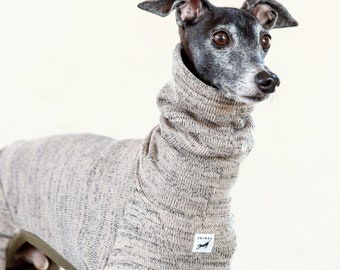 Italian Greyhound Clothing, Jammies,Jumpsuit,Romper,Onesie, Salt-And-Pepper knit [BEIGE]